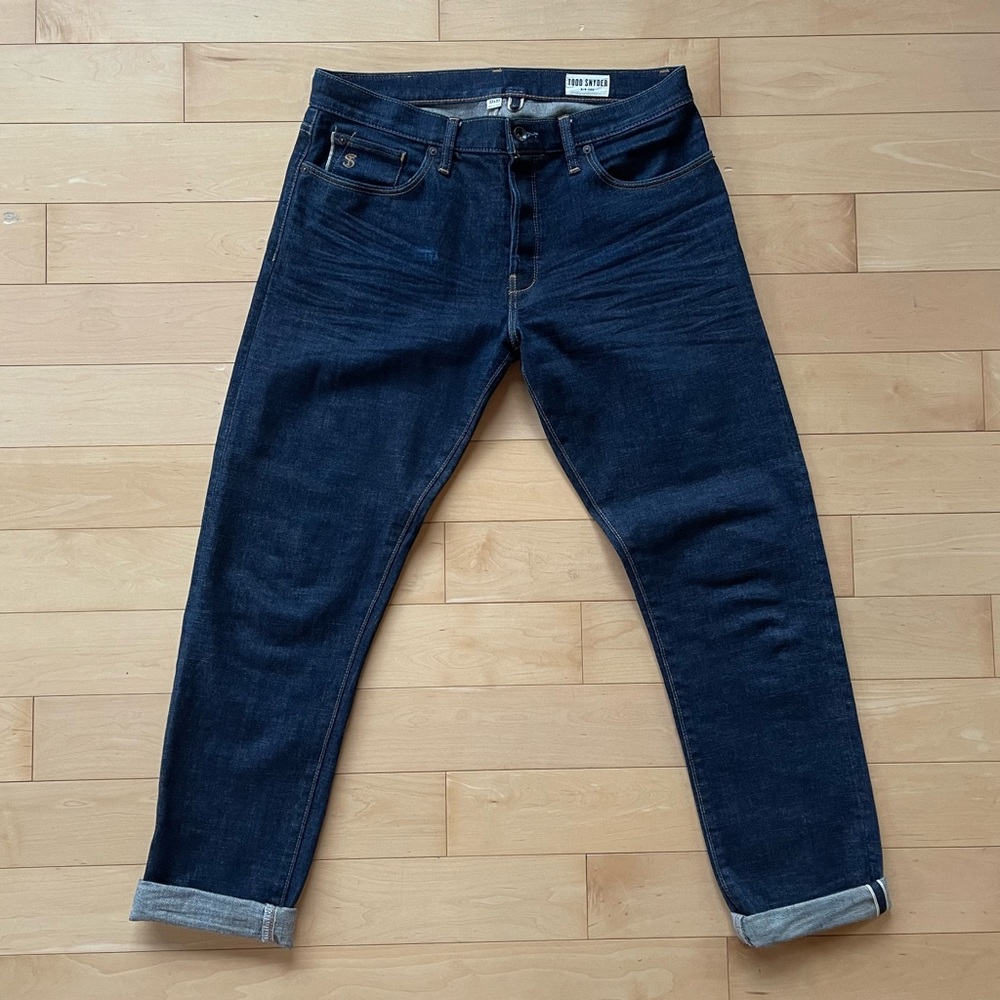 Todd Snyder Slim Fit Japanese Stretch Selvedge Jeans in Indigo Rinse Wash